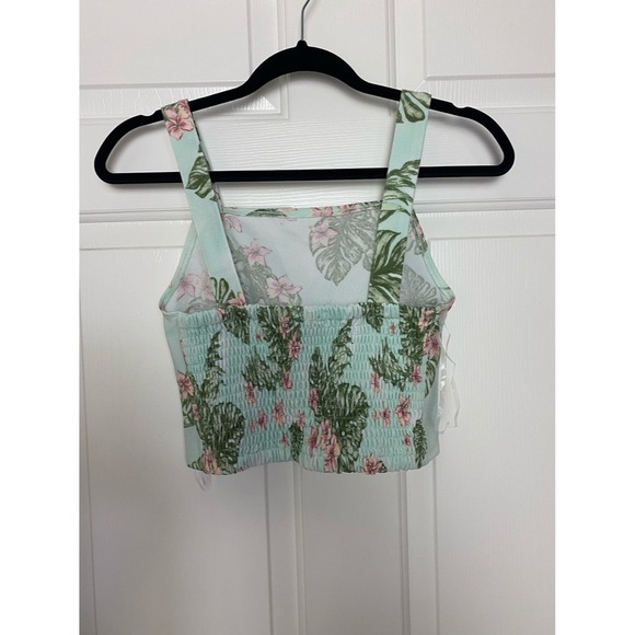 Planet Gold Aqua Floral Print Crop Top - Picture 3 of 3
